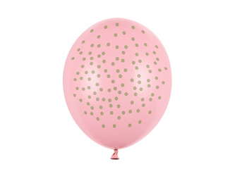 Latexballons, Rosa mit Goldpunkten, 30 cm (1 Pk. / 50-tlg.)