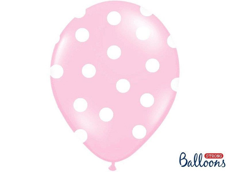 Balloons 30cm, Dots, Pastel Baby Pink, 6 pcs.