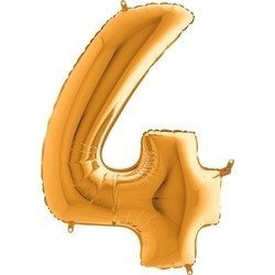 Folienballon Zahl 4 Gold - 102 cm Grabo