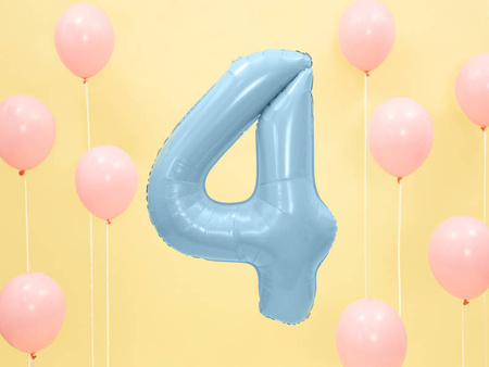 The number 4 Foil balloon, 86cm, light blue