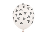 Ballon mit schwarzen Schleifen, Pastell Off-White, 6 cm, 50 Stk.