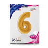 The foil balloon number 6, Golden, 66 cm Grabo