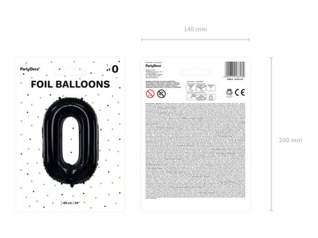 Foil balloon digit 0 black, 86cm black