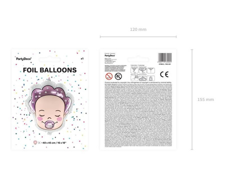 Folienballon, Baby, Mädchen, Rosa, 40 x 45 cm