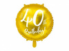 Foil balloon 40th birthday, gold, diameter 45cm