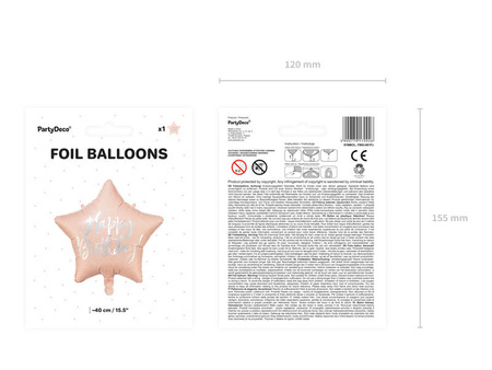 Foil balloon Happy Birthday! Pink star 40 cm