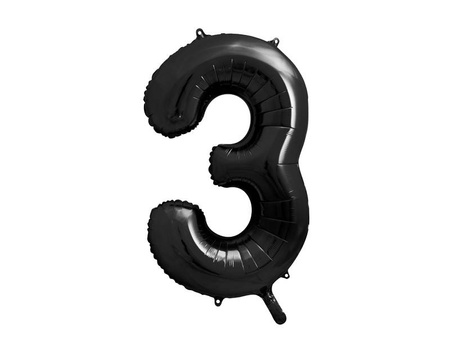 Foil balloon digit 3 black, 86cm black