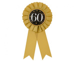Rosette for 60th Birthday, Anniversary gold-black, 8 cm