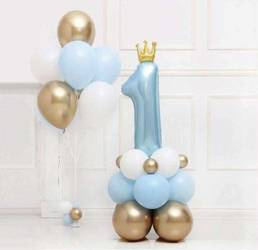 Set von Geburtstagsballons blau Nummer 1 + Latex-Ballons, 29 el.