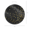 Black paper plates with gold dots, 23 cm, 6 pieces