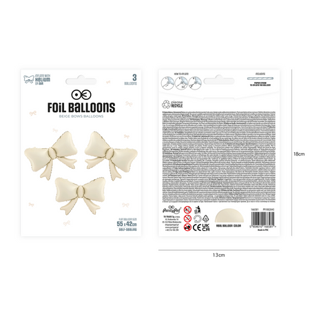 Foil Balloon Bows beige 55 x 42cm 3pcs