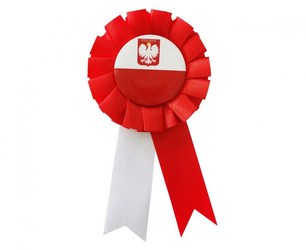 White red national cockade with emblem 7.5 cm