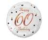 Happy 60th Birthday Folienballon, weiß, Rose Gold Druck, 18'