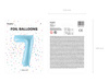 The number 7 Foil balloon, 86cm, light blue