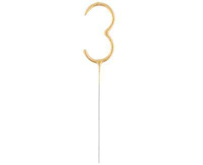 Cold fireworks gold number 3, 17cm.