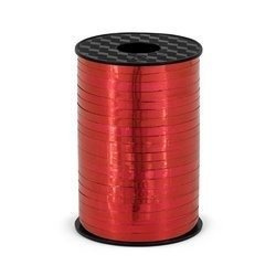 Plastic ribbon, red metallized, 5mm / 225m