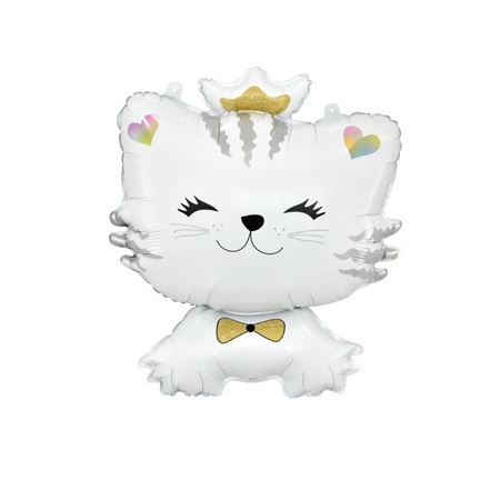 Foil Balloon, White Kitten, 52 cm