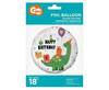 Foil balloon Happy Birthday dinosaur, 45 cm