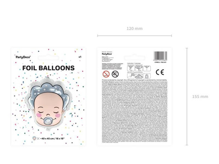 Folienballon, Baby, Junge, Blau, 40 x 45 cm
