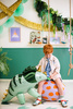 Triceratops foil balloon, 101x60.5cm, green