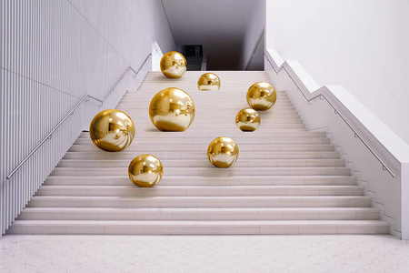 Inflatable ball, gold mirrored, 90cm