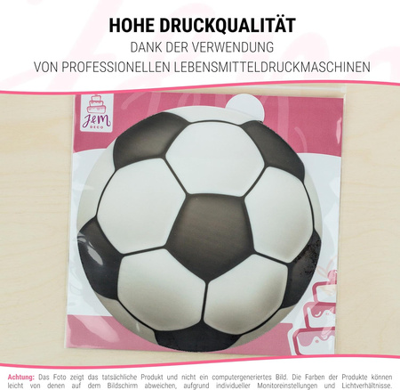 Football cake topper edible wafer round 20 cm premium, vegan, gluten-free, cut