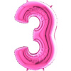 The foil balloon Fuchsia pink number 3 - 102 cm Grabo