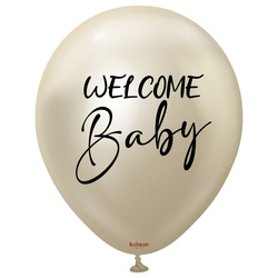 Latex Balloons Kalisan Welcome Baby Mirror White Gold 45cm, 2 pcs.