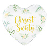 Baptism foil balloon, white-green 45 cm