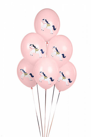 Latex balloons pony, pastel pink 30cm, 6 pieces
