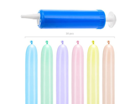 Balloons for modeling, pastel 130 cm with pump, mix, 30 pcs