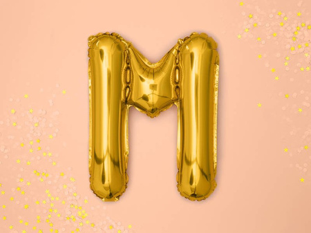 Foil balloon letter M 35cm, gold