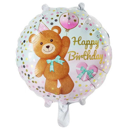 Folienballon Happy Birthday mit Teddybär 46cm