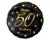 Happy 50th Birthday Folienballon, schwarz-gold bedruckt, 46 cm