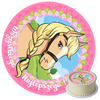 Pink Pony cake topper edible wafer round 20 cm premium, vegan, gluten-free, cut