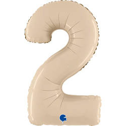 Foil Balloon Number 2, Satin Cream, 66 cm Grabo