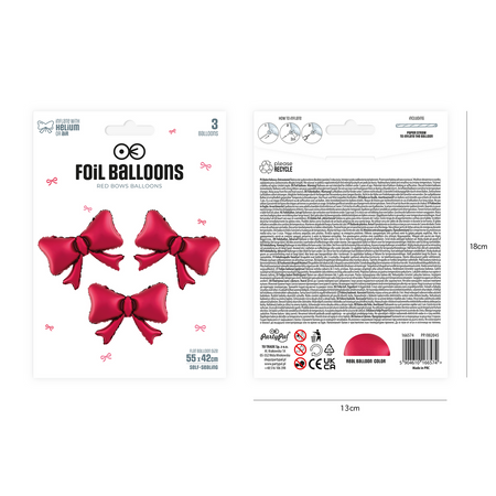 Foil Balloon Bows red 55 x 42cm 3pcs