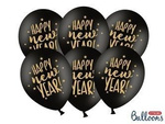 Strong Ballons 30cm, Happy New Year, PastellSchwarz (1 Pk. / 6-tlg)