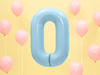 The number 0 Foil balloon, 86cm, light blue