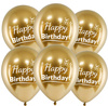 Latex balloons Chrome Happy Birthday, golden, 30 cm, 50 pcs.