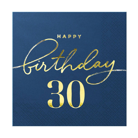 Happy Birthday napkins 30 navy blue 10 pcs.