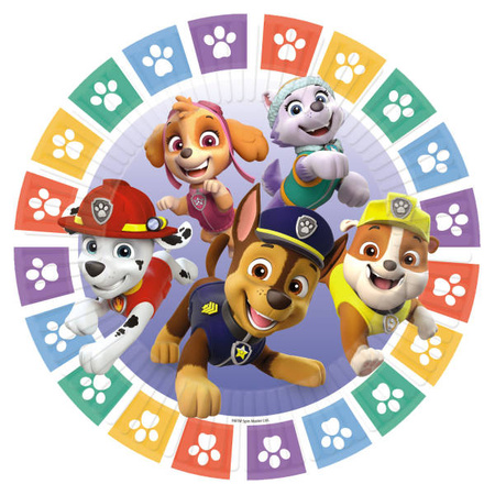 Paw Patrol colored paper plates 23 cm, 8 pcs.