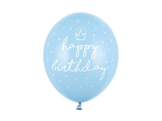 Blaue Geburtstagsballons, Happy Birthday 30cm, 6 Stück.