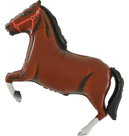 Foil balloon - horse in gallop, dark brown, 56cm