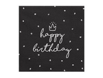 Birthday Servietten Schwarz, Happy Birthday, 33x33 cm (1 Pk. / 20 Stk.)