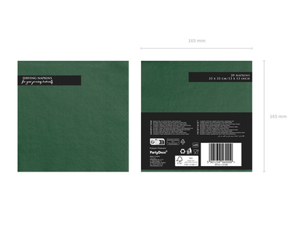 Paper napkins three-layer bottle green, 33x33cm, 20pcs.