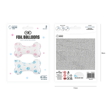 Folienballon Hundeknochen 39 x 62 cm 2 Stk