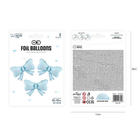 Foil Balloon Bows blue 55 x 42cm 3pcs