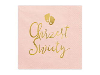 Napkins Holy baptism, pink, 33x33cm, 12 pcs