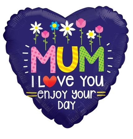 Foil balloon round, "MUM I Love You", 46 cm